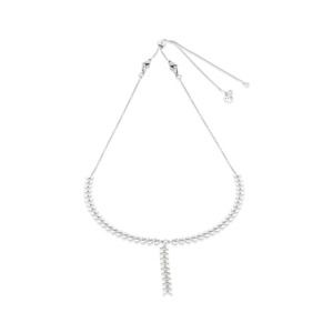 Herringbone Collection | Chevron Lariat Necklace | White & Silver